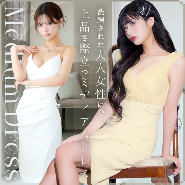 女性らしさも叶える膝丈ドレス