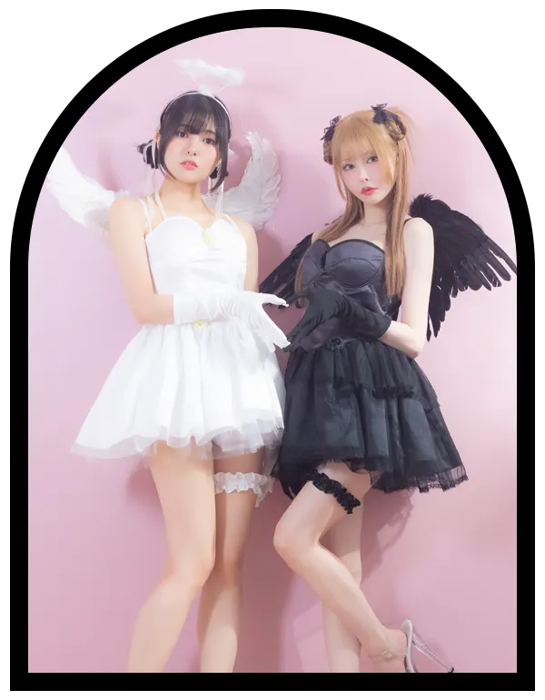 天使と悪魔ハロウィンコスプレ