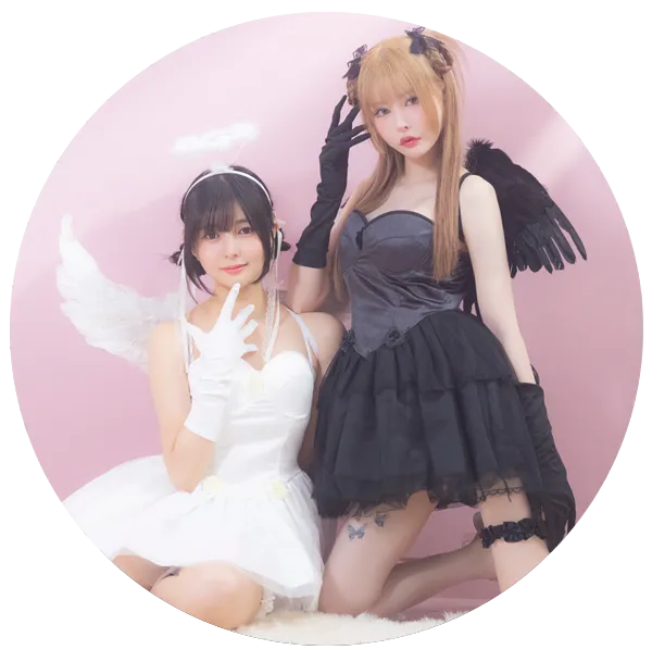 天使と悪魔ツインハロウィンコスプレ