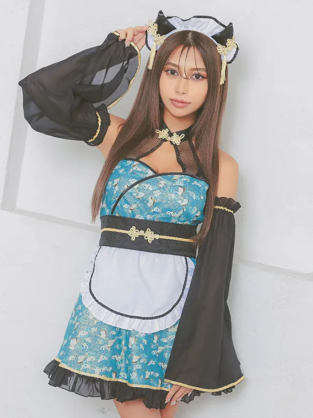 レースシースルーデザインフレア鬼 コスプレ3点セット