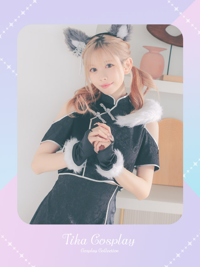 チャイナデザインふわふわ狼アニマルのイメージ画像1