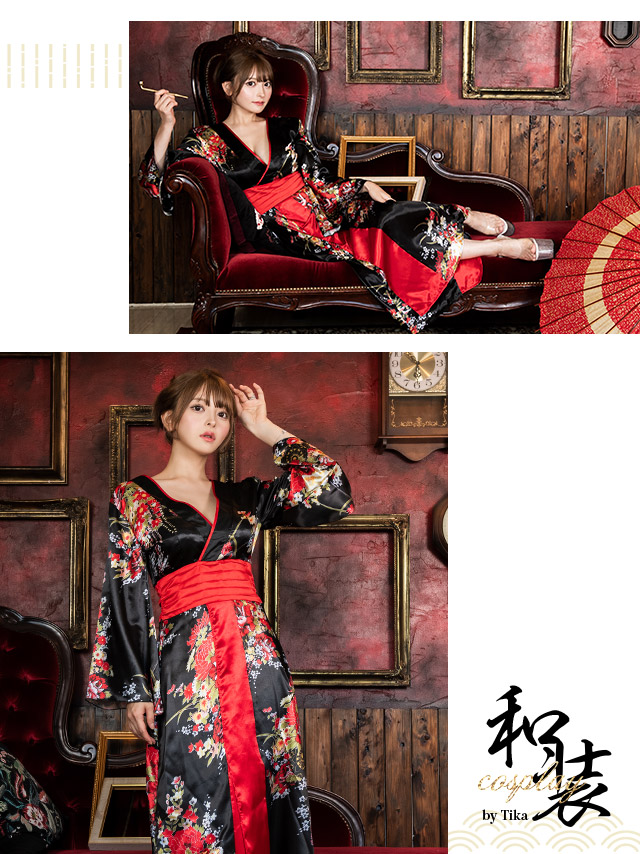 花魁和装サテンロング丈ドレスのイメージ画像4