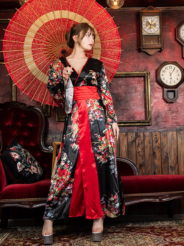 花魁和装フロントスリットロング丈ドレスのイメージ画像3