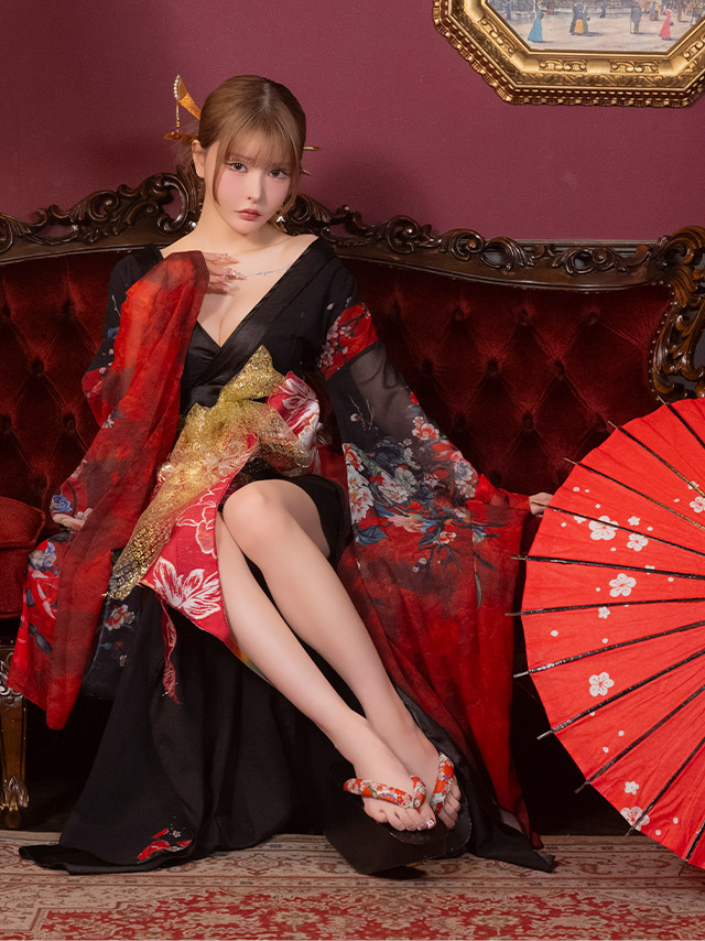 花魁 アートフラワー ロング丈 和装ドレスのイメージ画像2