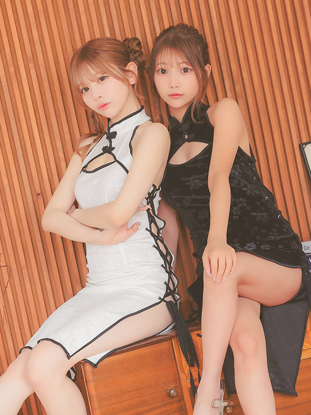 バストカット セクシー レースアップ 小花柄 チャイナ服