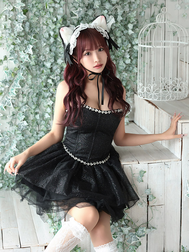 猫 コスプレ ビジュー ラメ ガーリー ボリュームフレアスカート ロリーター ペア アニマル 2点セットのイメージ画像6