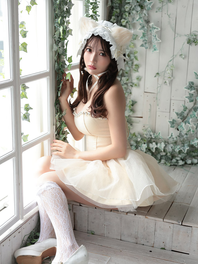 猫 コスプレ ビジュー ラメ ガーリー ボリュームフレアスカート ロリーター ペア アニマル 2点セットのイメージ画像5