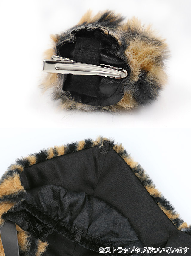 コスプレ 鬼 4点set へそ出し カットアウトデザイン 虎 アニマル (トップス/スカート/ジャケット/ツノピン)【ハロウィン】[tk-hw910800]のデティール画像2