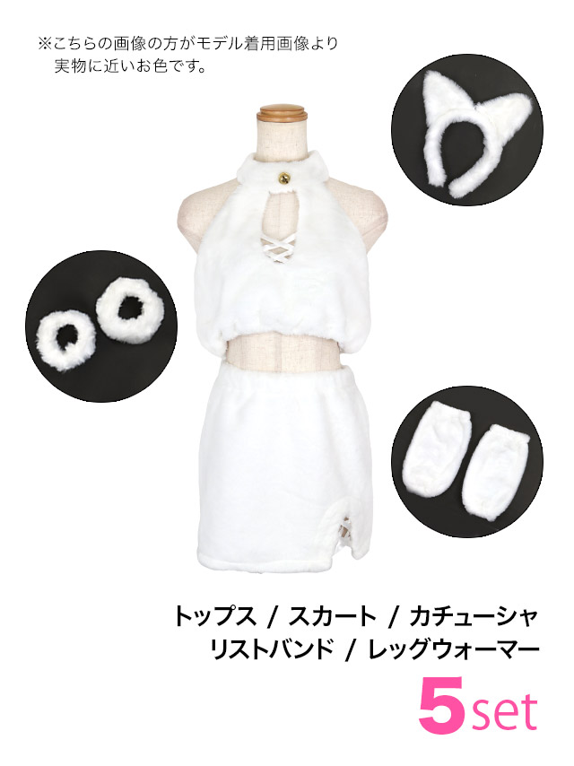 ハロウィンコスプレ 5点set もこもこファー猫セクシーアニマルのセット内容