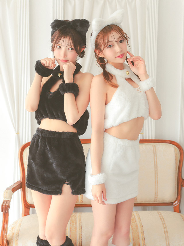 ハロウィンコスプレ 5点set もこもこファー猫セクシーアニマルのイメージ画像1