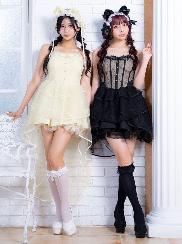 コスプレ 猫 3点set ドットチュール リボン ガーリー フィッシュテール フレアスカート ロリーター アニマル (ワンピース/ヘッドドレス/しっぽ)【ハロウィン】[tk-hw2358]のイメージ画像3