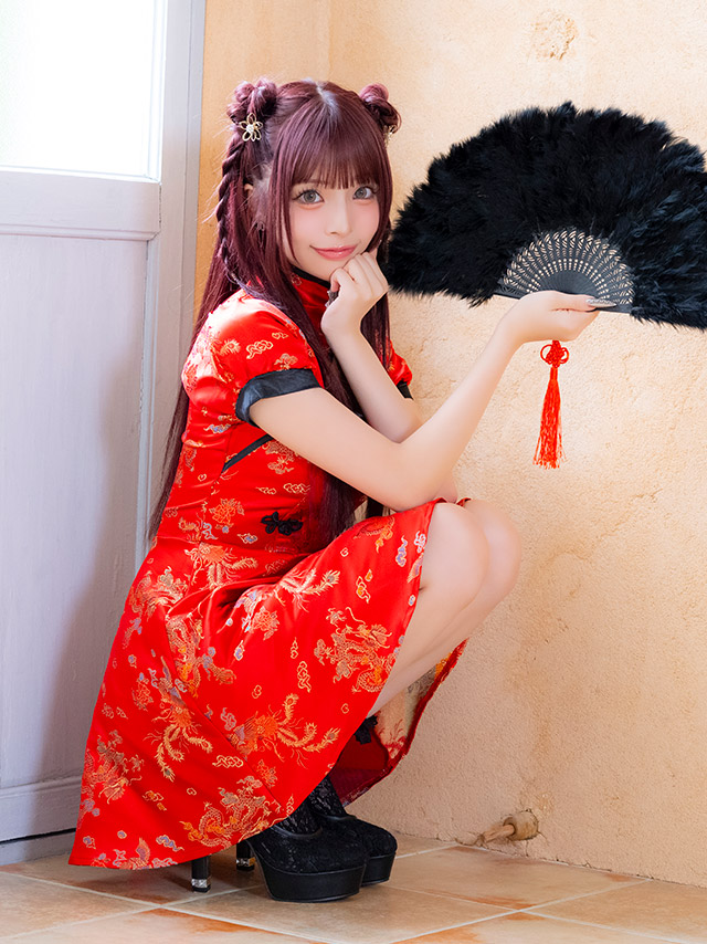 コスプレ チャイナ服 1点set 体型カバー ジャガード風 カットアウト パイピング [1点セット] (ワンピース)【ハロウィン】[tk-hw25107]のイメージ画像4