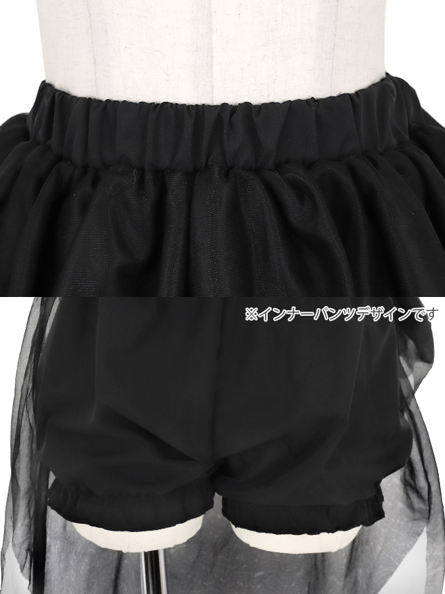 コスプレ 黒猫 6点set レース チュール フィッシュテール フレアスカート ガーリー アニマル (チョーカー/トップス/スカート/猫耳/カフス/ニーハイソックス)【ハロウィン】[tk-hw26719]のデティール画像2