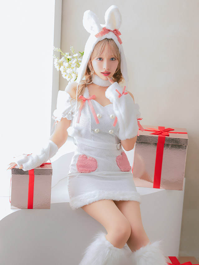 ハロウィン バニーガール もこもこ ハートモチーフ ガーリー ラブリー アニマル コスプレ 5点セットのイメージ画像2
