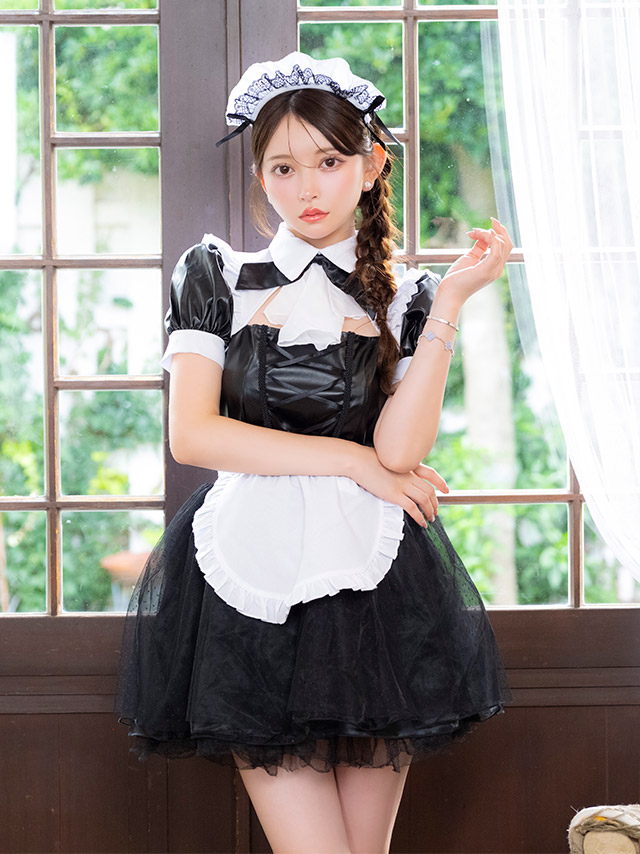 コスプレ メイド 5点set ランジェリー風 ラブリー フリル リボン へそ出し ガーリー (トップス/スカート/カチューシャ/カフス/ガーターリング)【ハロウィン】[tk-hw2088]のイメージ画像4