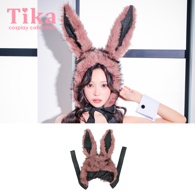 コスプレ小物 ふわもこ グレンチェック ネックリボン バニー 帽子【ハロウィン】[tk-hw916697]