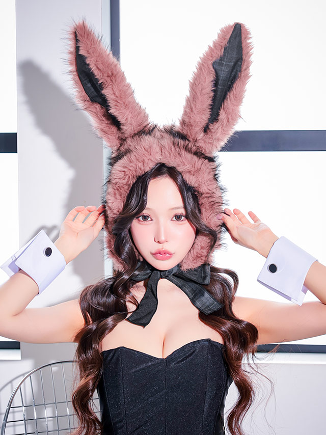 コスプレ小物 ふわもこ グレンチェック ネックリボン バニー 帽子【ハロウィン】[tk-hw916697]