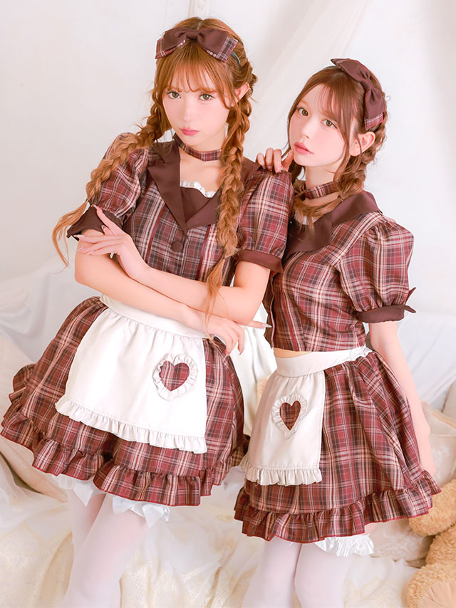 コスプレ 制服 5点set ダイナー レトロデザイン 体型カバーフレアスカート ウェイトレス (付け襟/ワンピース/エプロン/サンバイザー/カフス)【ハロウィン】[tk-hw918875]のイメージ画像5