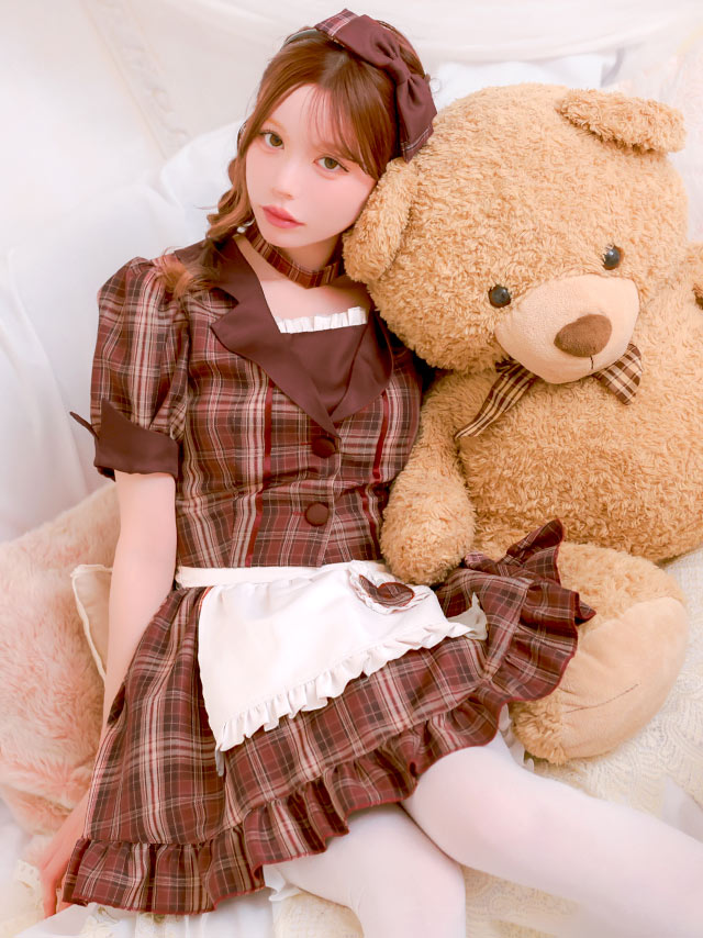 コスプレ 制服 5点set ダイナー レトロデザイン 体型カバーフレアスカート ウェイトレス (付け襟/ワンピース/エプロン/サンバイザー/カフス)【ハロウィン】[tk-hw918875]のイメージ画像4
