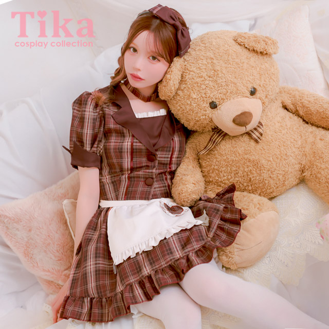 コスプレ 制服 5点set ダイナー レトロデザイン 体型カバーフレアスカート ウェイトレス (付け襟/ワンピース/エプロン/サンバイザー/カフス)【ハロウィン】[tk-hw918875]のメイン画像