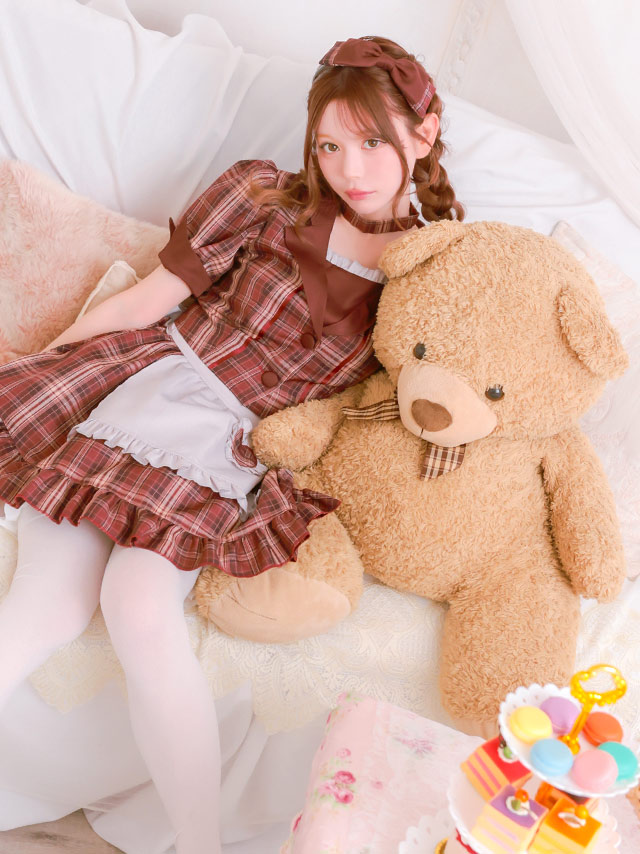 コスプレ 制服 5点set ダイナー レトロデザイン 体型カバーフレアスカート ウェイトレス (付け襟/ワンピース/エプロン/サンバイザー/カフス)【ハロウィン】[tk-hw918875]のイメージ画像2