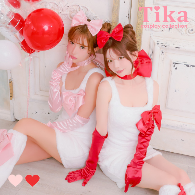 コスプレ 猫 6点set もこもこ サテンリボン ドーリー アニマル (チョーカー/ワンピース/ブローチ/ヘアピン/グローブ/レッグカバー)【ハロウィン】[tk-hwjj11123]のメイン画像
