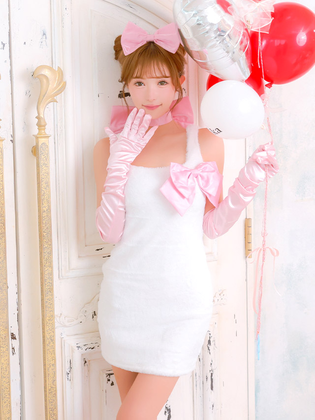 コスプレ 猫 6点set もこもこ サテンリボン ドーリー アニマル (チョーカー/ワンピース/ブローチ/ヘアピン/グローブ/レッグカバー)【ハロウィン】[tk-hwjj11123]のイメージ画像4
