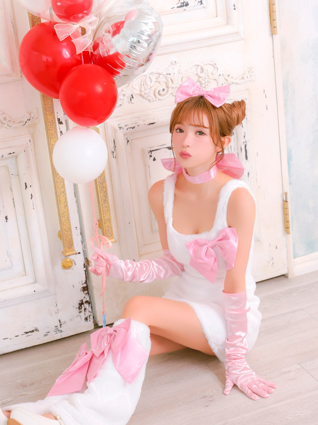 コスプレ 猫 6点set もこもこ サテンリボン ドーリー アニマル (チョーカー/ワンピース/ブローチ/ヘアピン/グローブ/レッグカバー)【ハロウィン】[tk-hwjj11123a]のイメージ画像3