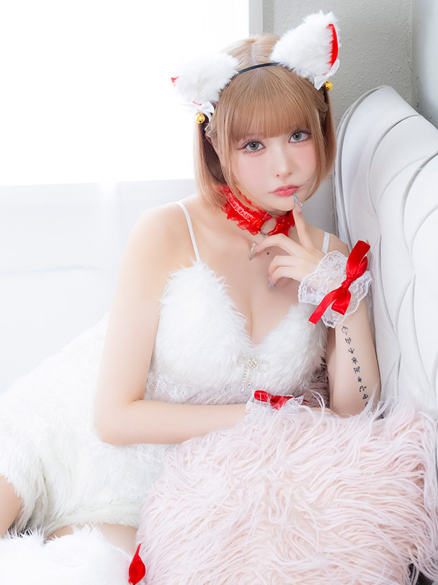 コスプレ 猫 7点set もこもこ レースペプラム ショートパンツ リボン スウィート ガーリー アニマル (チョーカー/ブローチ/トップス/パンツ/カチューシャ/カフス/レッグカバー)【ハロウィン】[tk-hwjj95112]のイメージ画像2