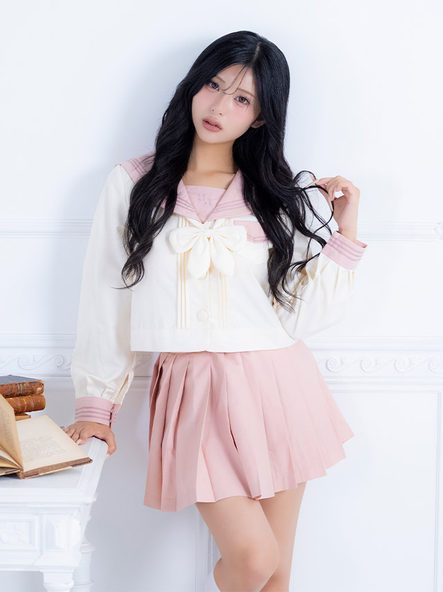 コスプレ 制服 3点set セーラー ミニスカート 学生服 (トップス/スカート/スカーフ)【ハロウィン】[tk-hwjk27001a]のイメージ画像1