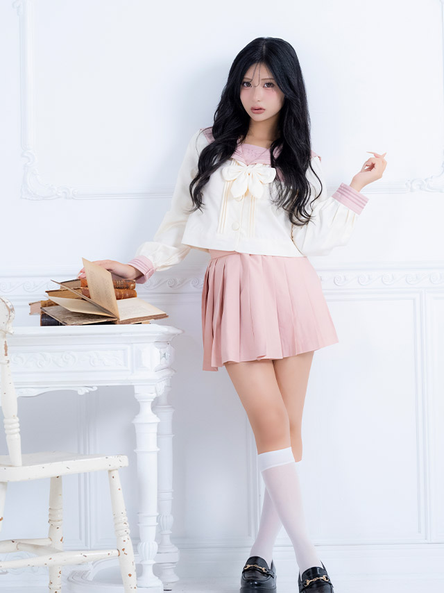 コスプレ 制服 3点set セーラー ミニスカート 学生服 (トップス/スカート/スカーフ)【ハロウィン】[tk-hwjk27001a]のイメージ画像2