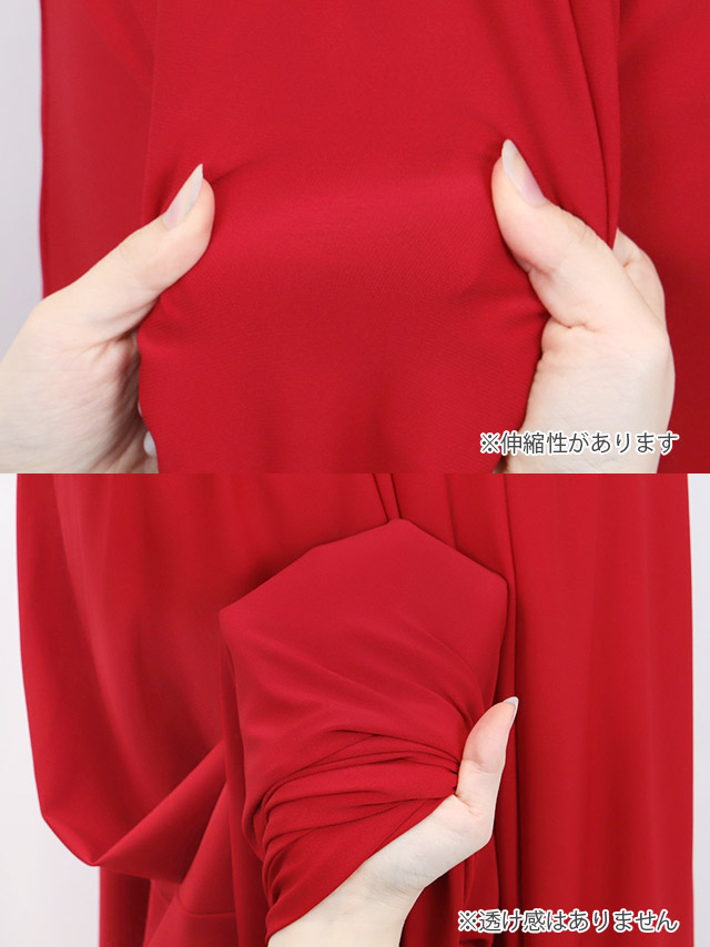フリル袖カシュクールデザインビジューラインドレープ半袖Aラインロングドレスの商品詳細1