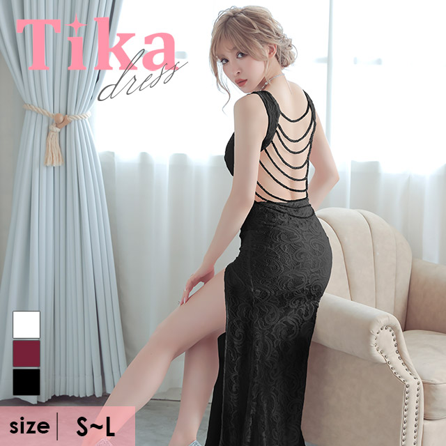 tika⭐︎ブラック\u0026レッドタイトロングドレス - ドレス