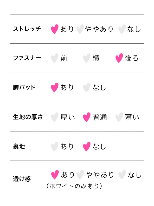肩あき シアー オフショルダー ハートカット サイドウエストベルト タイトミニドレスのスペック表