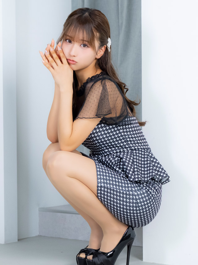 シアーハイネックフレアスリーブ千鳥格子柄ペプラムタイトミニドレス