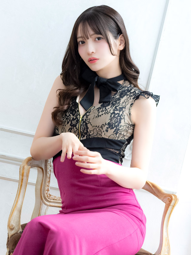 ロングドレス ノースリーブ ネックリボン ジップ 谷間 ヌーディーレース ストレッチ くびれ 大きいサイズ 高身長 黒 ピンク XL XXL タイト キャバドレスのイメージ画像4