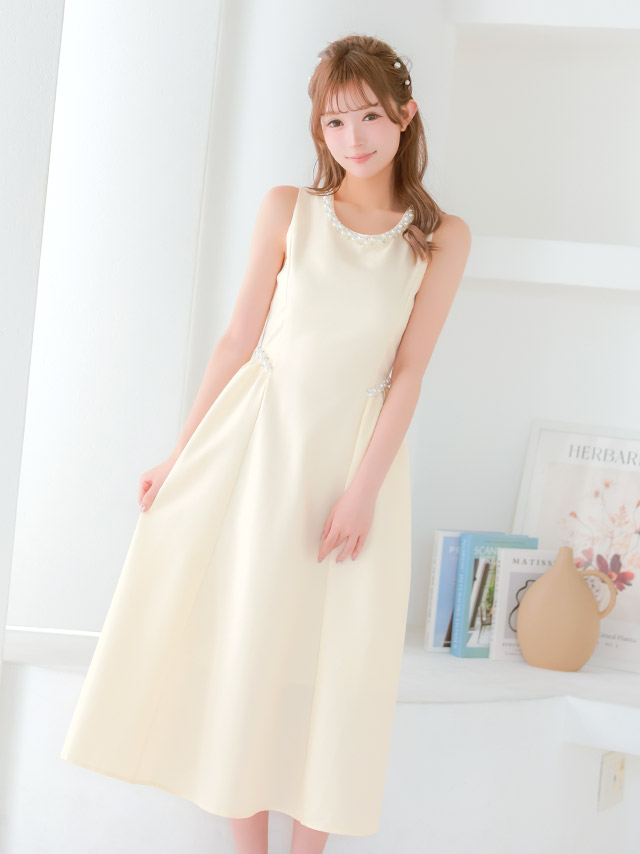 ロングドレス 肩あき ジップ 谷間 サイドベルト 高身長 グレー XL XXL Aライン キャバドレスのイメージ画像4