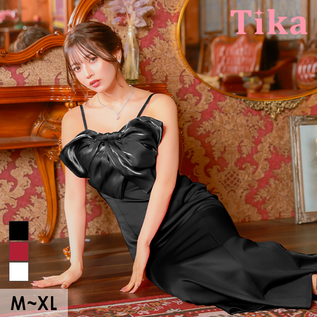 バースデー タイト ロングドレス マーメイド キャミソール バストリボン キャバドレスのメイン画像