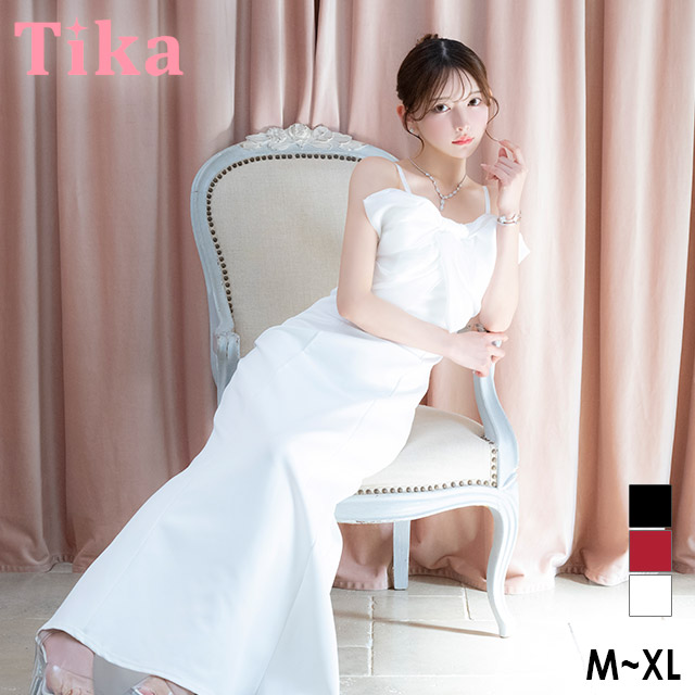 バースデー タイト ロングドレス マーメイド キャミソール バストリボン キャバドレスのメイン画像