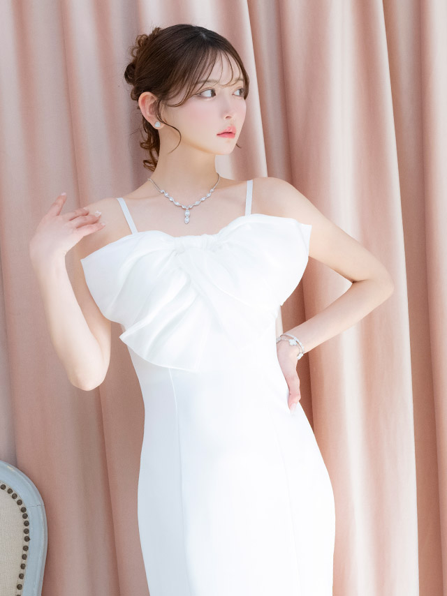 バースデー タイト ロングドレス マーメイド キャミソール バストリボン キャバドレスのイメージ画像1