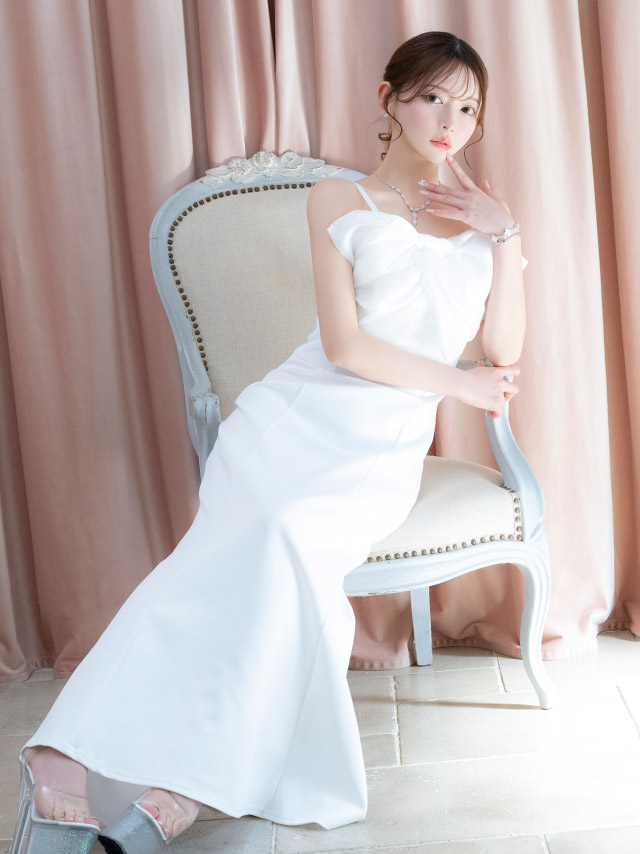 バースデー タイト ロングドレス マーメイド キャミソール バストリボン キャバドレスのイメージ画像4