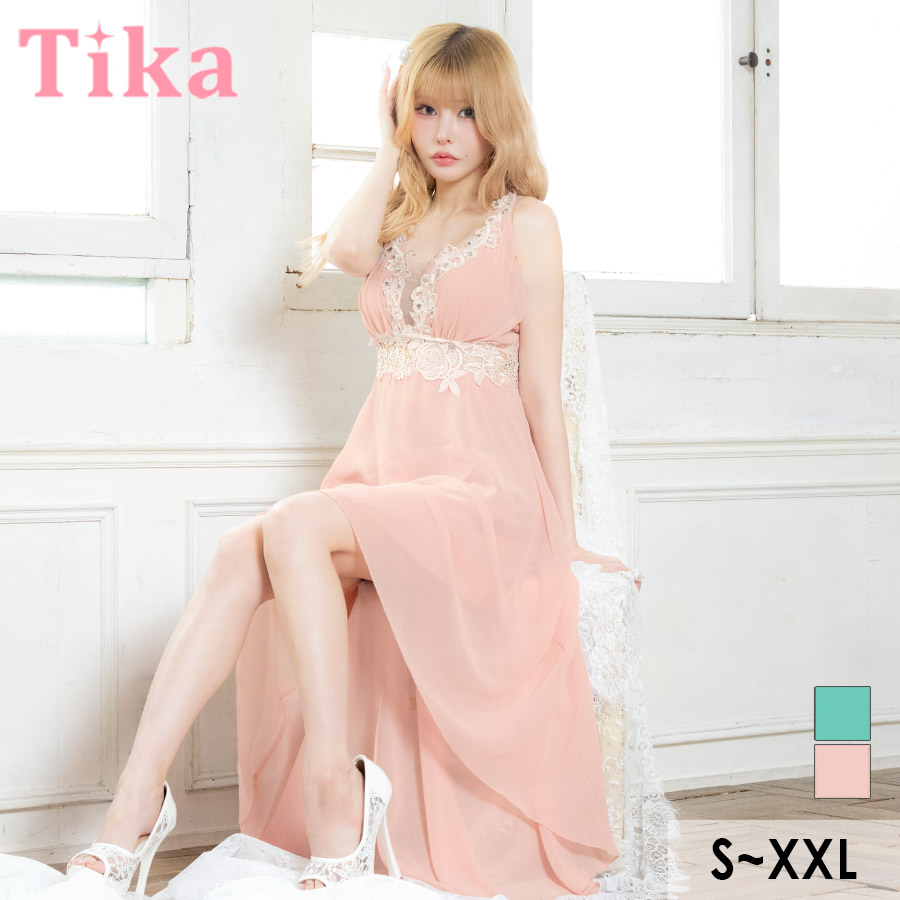 ロングテールドレス バースデー ホルターネック レース 谷間 シフォン 低身長 Aライン ピンク XL XXL キャバドレスのメイン画像