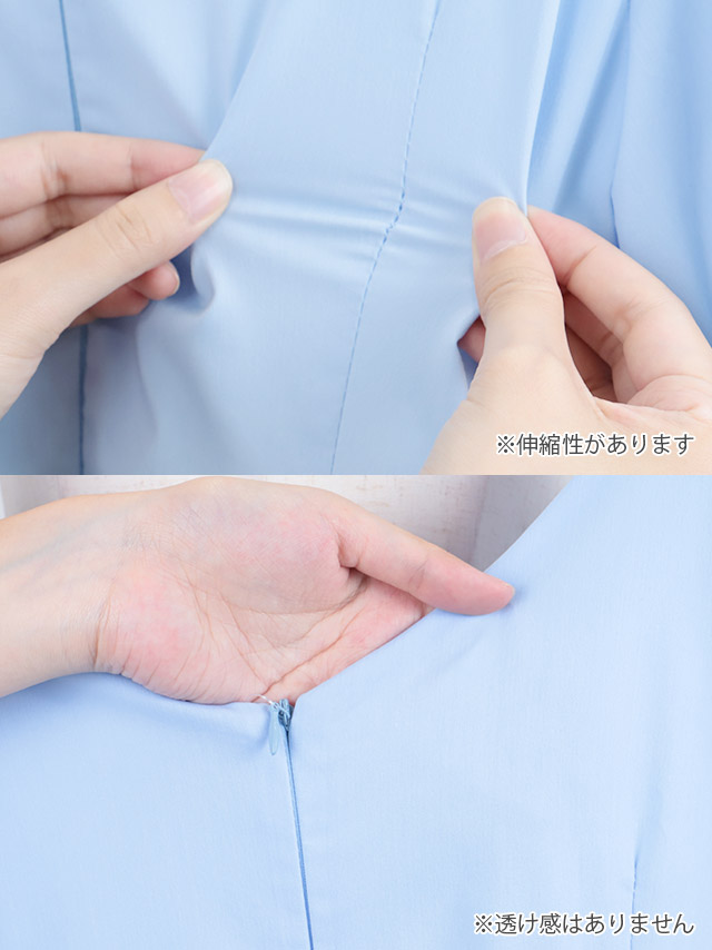 韓国ドレス ワンピース オフショルダー フリルボタン サイドリボン 水色 ブルー Aライン キャバドレスのディティール2