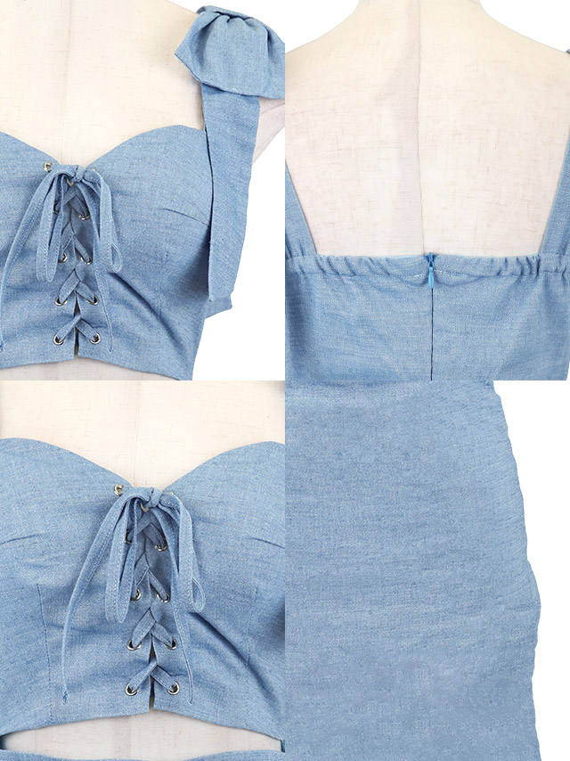 韓国ドレス ミニドレス 谷間 シンプル ノースリーブ ウエストカット ブラジャーのまま ピンク タイト キャバドレスのディティール1