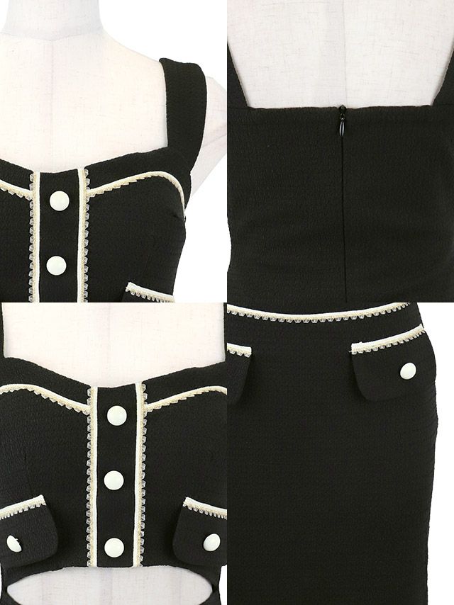 韓国ドレス ミニドレス シンプル 大人 ノースリーブ ストレッチ ウエストカット ブラジャーのまま ワッフル素材　タイト キャバドレスのディティール1