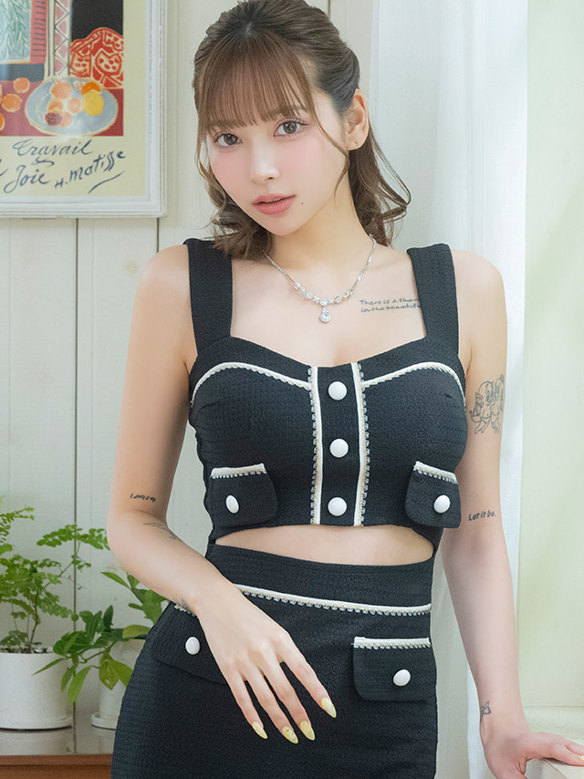 韓国ドレス ミニドレス シンプル 大人 ノースリーブ ストレッチ ウエストカット ブラジャーのまま ワッフル素材　タイト キャバドレスイメージ画像1