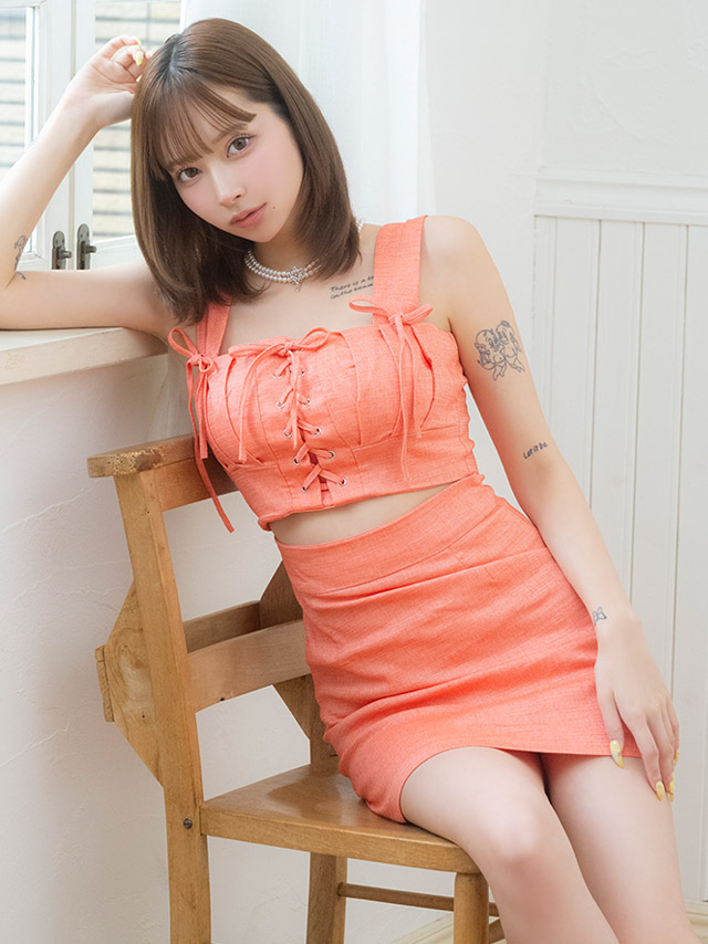 韓国ドレス ミニドレス リボン ノースリーブ ウエストカット ブラジャーのまま タイト キャバドレスイメージ画像1