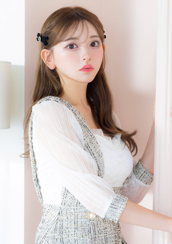 韓国ドレス ミニドレス サロペット ガーリー ツイード シフォン 袖あり 七分袖 Aライン ワンピース キャバドレスのイメージ画像2