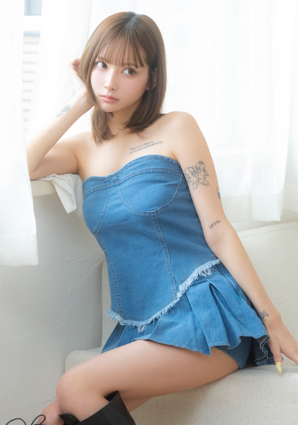 韓国ドレス ワンピース セットアップ シンプル ベア デニム プリーツ 同伴 Aライン ミニドレスイメージ画像1