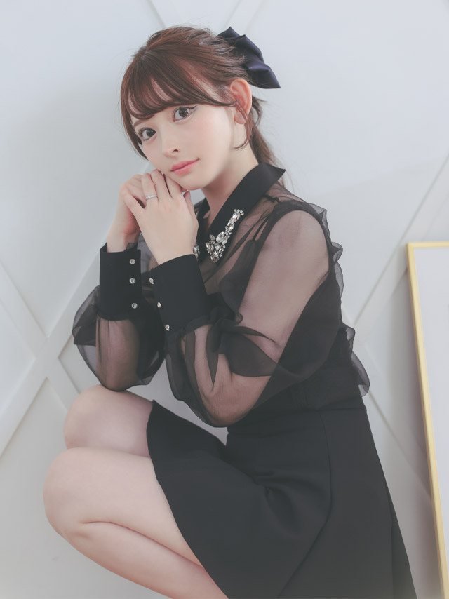 韓国ドレス ワンピース セットアップ ビジュー襟 長袖 ワンピース シアーブラウス スカートパンツ Aライン 黒 キャバドレスイメージ画像1